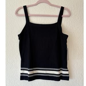 NWT Lauren Ralph Lauren Black And Cream Silk Square Neck Tank Top Size Medium